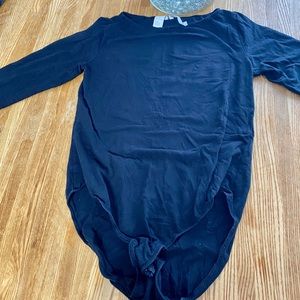 Black Three Quarter Sleeve Bodysuit